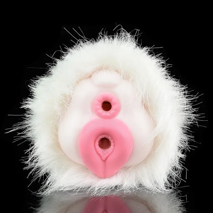 Domlust Male Sex Toys White Furry Pussy Male Masturbator Animal Vaginal Penis Masturbation Cup Sex Toy for Men