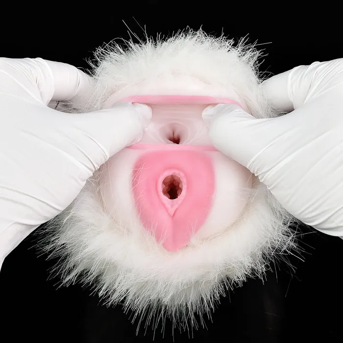 Domlust Male Sex Toys White Furry Pussy Male Masturbator Animal Vaginal Penis Masturbation Cup Sex Toy for Men