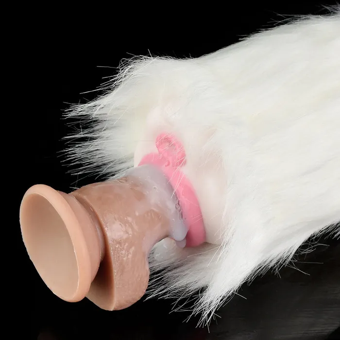 Domlust Male Sex Toys White Furry Pussy Male Masturbator Animal Vaginal Penis Masturbation Cup Sex Toy for Men