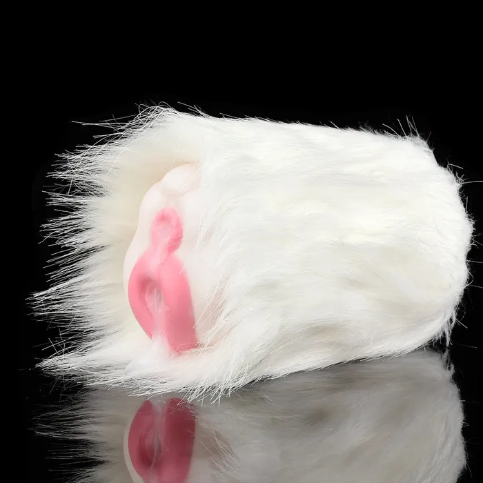 Domlust Male Sex Toys White Furry Pussy Male Masturbator Animal Vaginal Penis Masturbation Cup Sex Toy for Men