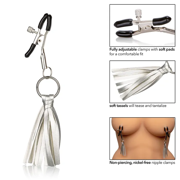 Couples CalExotics Nipple Play Playful Tassels Nipple Clamps Silver Couples CalExotics Nipple Play Playful Tassels Nipple Clamps Silver