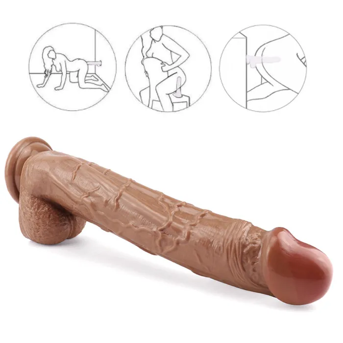 Dildos 12 inch big head brown dildo