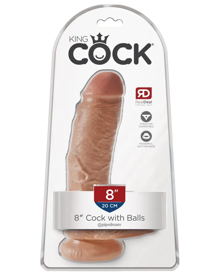 King Cock 8 Realistic Dildo with Balls and Suction Cup Pipedream Female Sex Toys