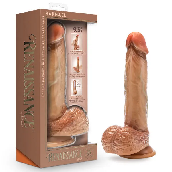 Blush Female Sex Toys Raphael Ultra Realistic 95 Inch Silicone Dildo with Sliding Foreskin Caramel