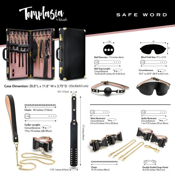 Couples Temptasia Safe Word Bondage Kit with Suitcase Blush