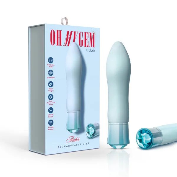 Female Sex Toys Blush Oh My Gem Ardor Aquamarine Warming Internal External Tapered Vibrator