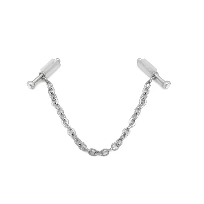 Female Sex Toys Painful Pleasures 20g 14 Crystal Nose Bones with Chain Set of Two Pairs