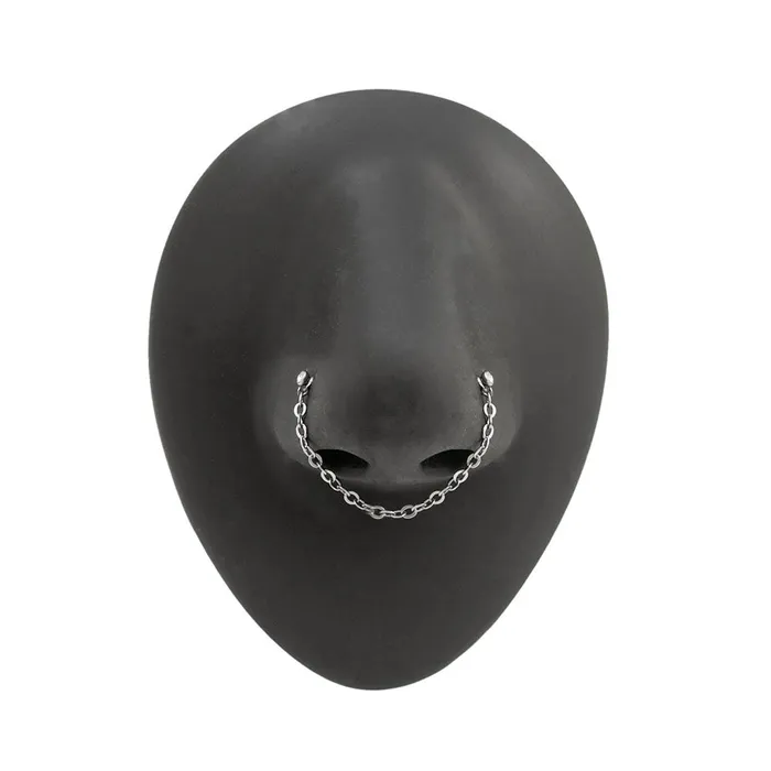 Female Sex Toys Painful Pleasures 20g 14 Crystal Nose Bones with Chain Set of Two Pairs