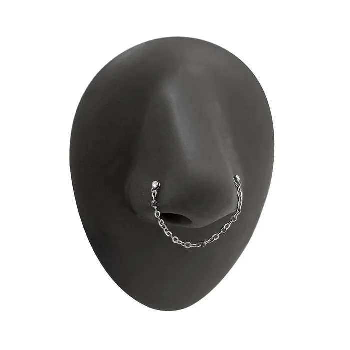 Female Sex Toys Painful Pleasures 20g 14 Crystal Nose Bones with Chain Set of Two Pairs