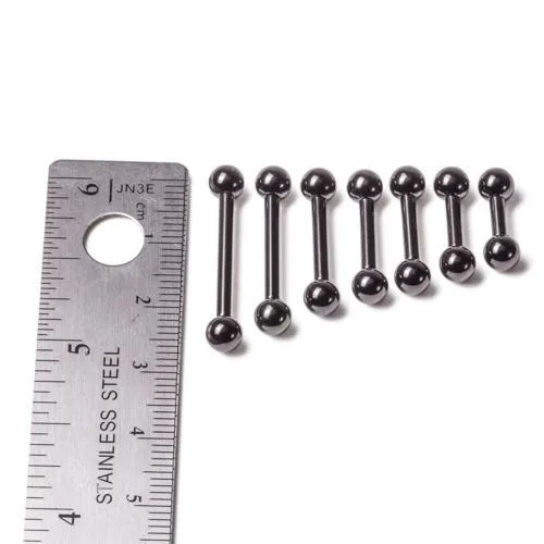 Painful Pleasures Anal 12g Internal PVD Black Straight Steel Barbell Price Per 1