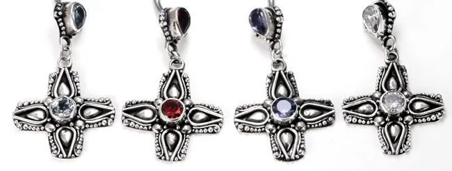 Painful Pleasures Male Sex Toys 14g 716 Tear Drop Indonesian with Dangle Cross Wholesale Belly Rings