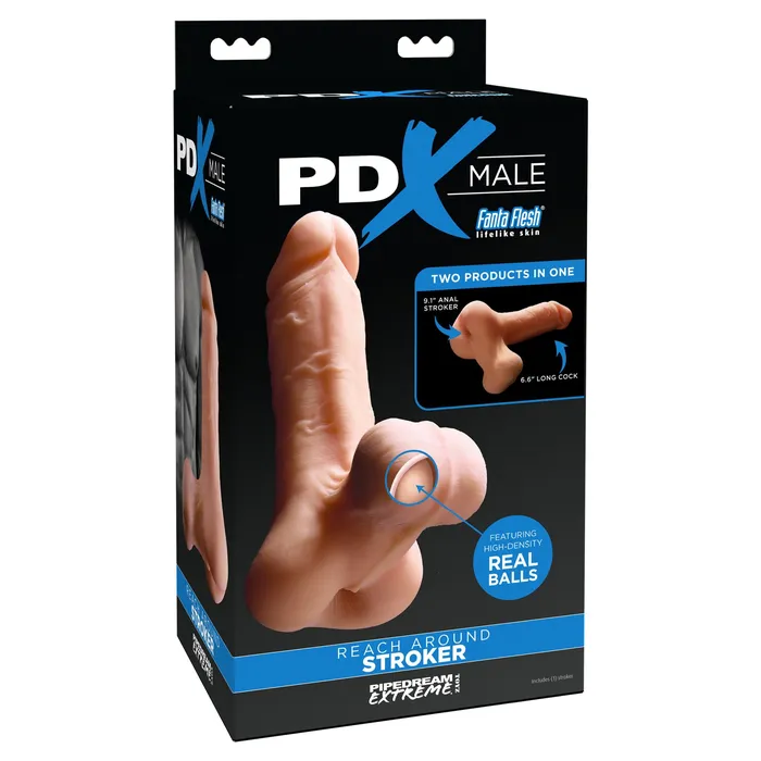Reach Around Penis Stroker and Dildo with Balls Pipedream Products Male Sex Toys