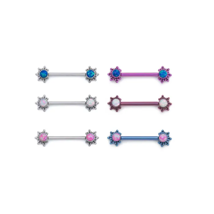 Tilum 14g 58 Micron Bead Cluster Titanium Opal Nipple Barbell Price Per 1 Tilum Nipple Clitoral Toys