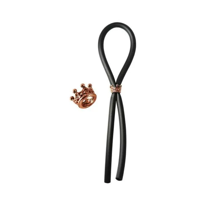 Anal Fairvillacom Bolo Silicone Lasso wRose Gold Crown Slider Ring Black