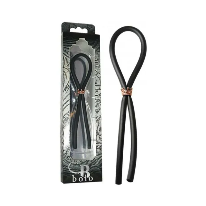 Anal Fairvillacom Bolo Silicone Lasso wRose Gold Crown Slider Ring Black