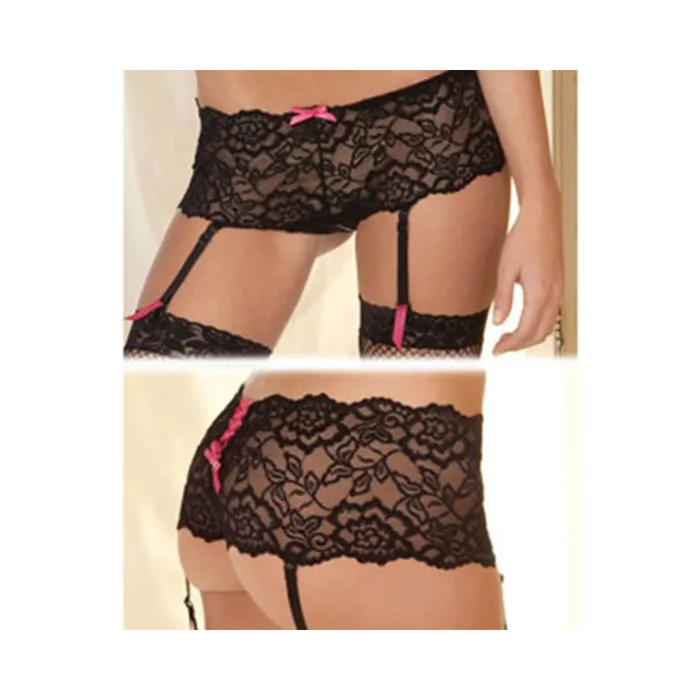 Anal Fairvillacom Crotchless Lace Boyleg with Garters Black SM