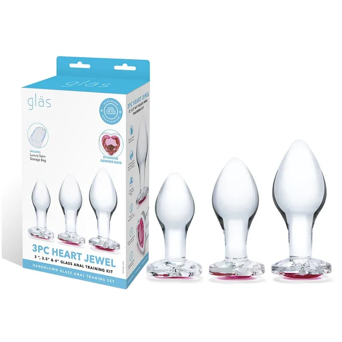 Anal Fairvillacom Glas 3Pc Heart Jewel Glass Anal Training Kit