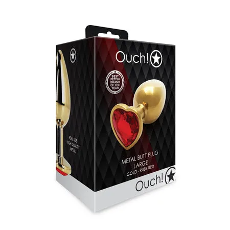 Anal Fairvillacom Shots Ouch Heart Gem Butt Plug Large GoldRuby Red