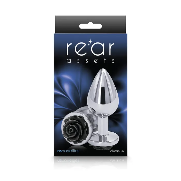 Anal ShhhWndsr Rear Assets Butt Plug with Rose insert Chrome Medium