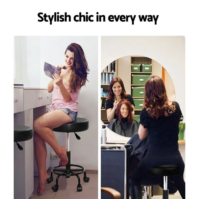 Artiss round salon style swivel chair on castors with hydraulic lift ShhhSof Female Sex Toys