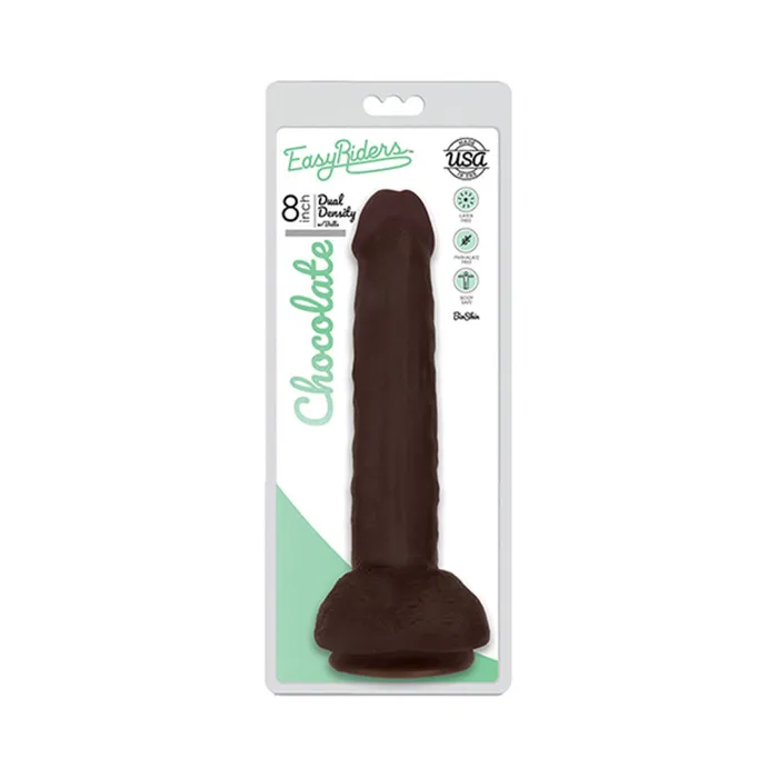 Dildos Easy Rider BioSkin Dong 8in WBalls Choc Fairvillacom