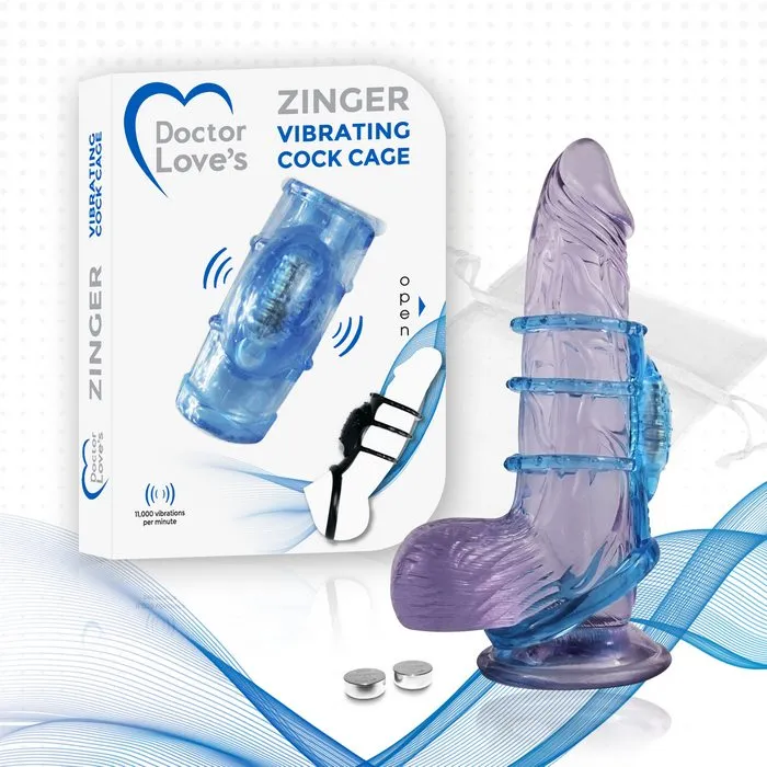 Doctor Love Male Sex Toys Doctor Loves Zinger Vibrating Cock Cage Blue