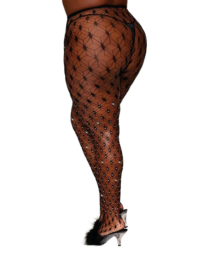 Fairvillacom Anal GEOMETRIC FENCE NET PANTYHOSE W RHINESTONES BLACK QS