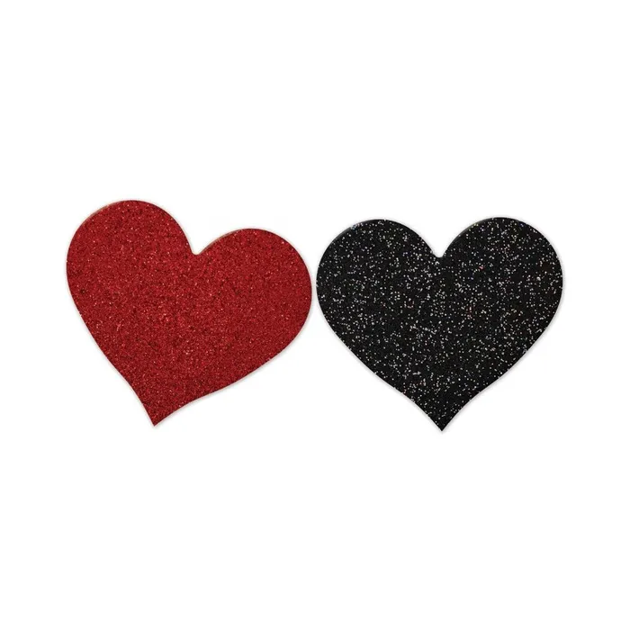 Fairvillacom Anal Nipplicious Heart Shape Pasties Glitter 2pack Red Black