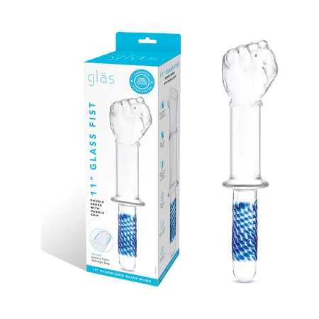 Fairvillacom Dildos Glas 11 in Glass Fist Double Ended with Handle Grip