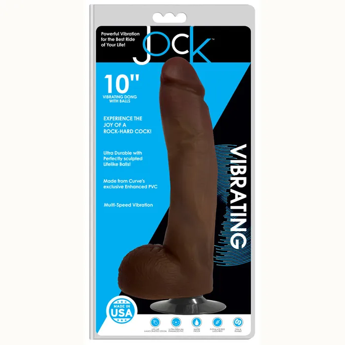 Fairvillacom Dildos Jock 10 Inch Vibrating Dong With Balls Chocolate