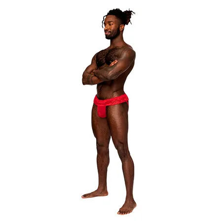 Fairvillacom Male Power Sassy Lace Skirt Jock Red LXL Male Sex Toys