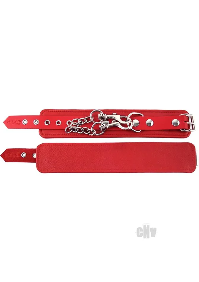 Fairvillacom Restraints Rouge Plain Leather Wrist Cuffs Red