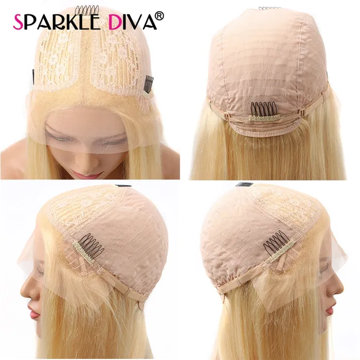 Female Sex Toys Remy Lace front wig Blonde straight Centre part ShhhOb