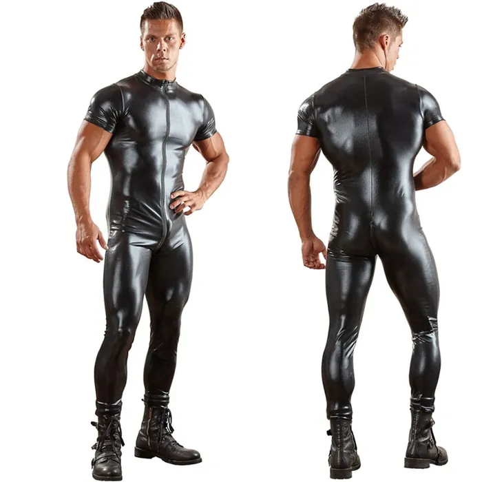 Female Sex Toys ShhhOb Latex bodysuit Men Short arm long leg zipper crotch