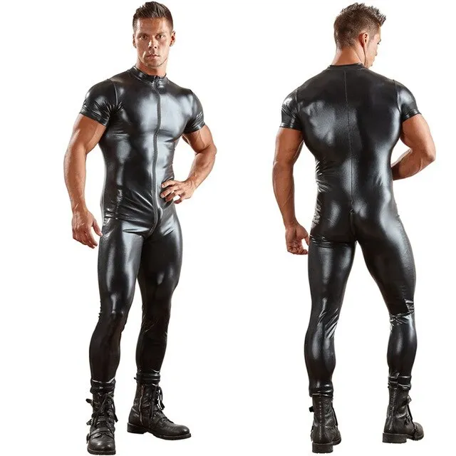Female Sex Toys ShhhOb Latex bodysuit Men Short arm long leg zipper crotch