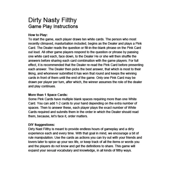 Games Dirty Nasty Filthy Game Fairvillacom
