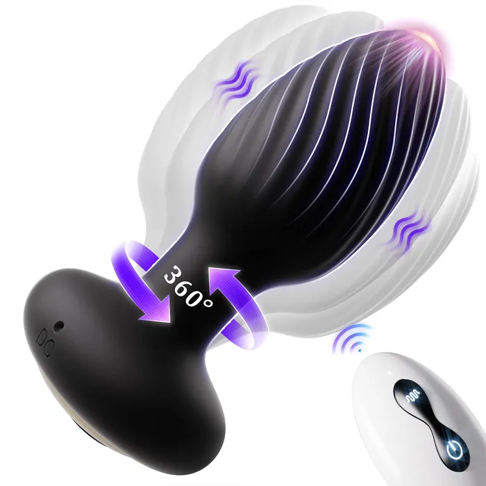 KERERO Male Sex Toys Solomon Rotating Anal Plug with Vibrating Pattern