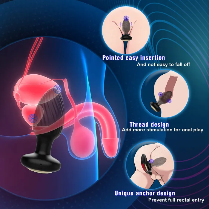KERERO Male Sex Toys Solomon Rotating Anal Plug with Vibrating Pattern