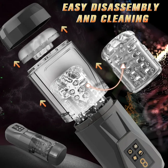 Male Sex Toys Automatic Male Masturbator with 7 Vibrating Rotating Thrusting Licking Amortoy