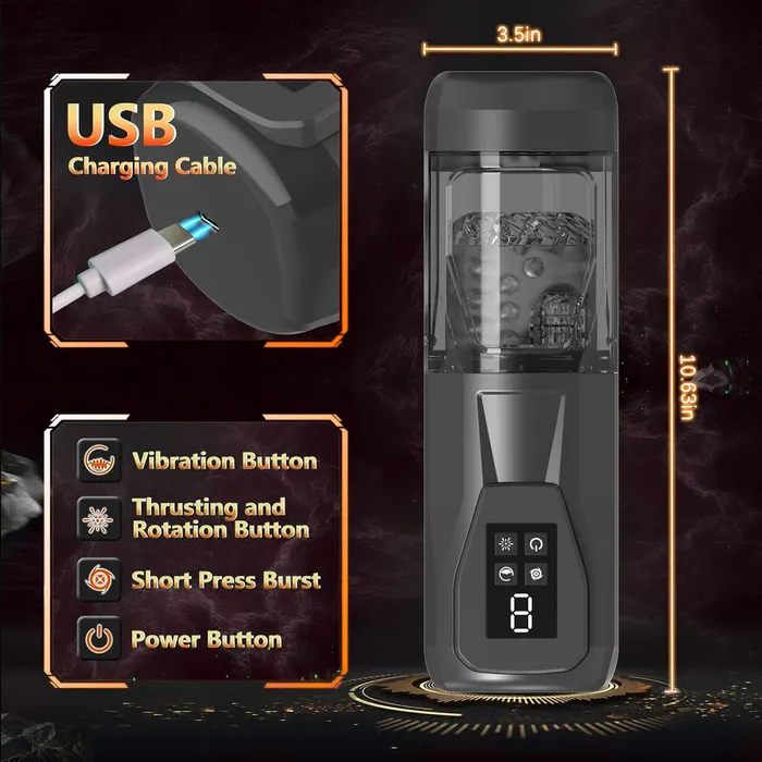 Male Sex Toys Automatic Male Masturbator with 7 Vibrating Rotating Thrusting Licking Amortoy