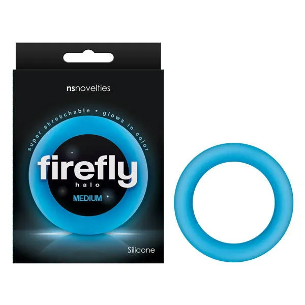 Male Sex Toys Firefly Halo GlowintheDark Cock Ring Medium Blue ShhhWndsr