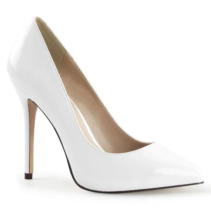 Male Sex Toys ShhhEFW Amuse 20 Classic Pump with 5 inch heel White Patent Male Sex Toys ShhhEFW Amuse 20 Classic Pump with 5 inch heel White Patent