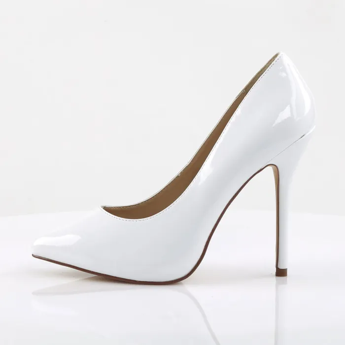 Male Sex Toys ShhhEFW Amuse 20 Classic Pump with 5 inch heel White Patent
