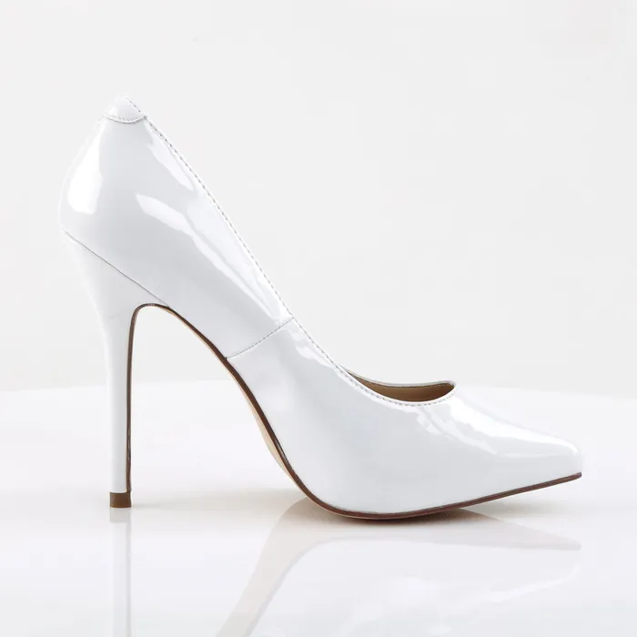 Male Sex Toys ShhhEFW Amuse 20 Classic Pump with 5 inch heel White Patent