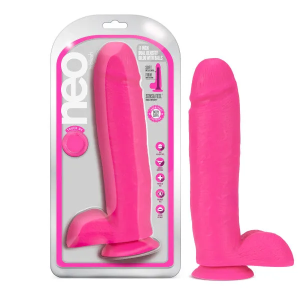 NEO 11IN DUAL DENSITY DILDO NEON PINK Fairvillacom Dildos