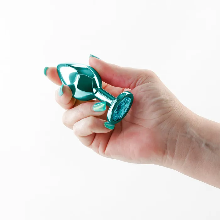 Rear Assets Butt Plug with Crystal Insert Teal Medium ShhhWndsr Anal