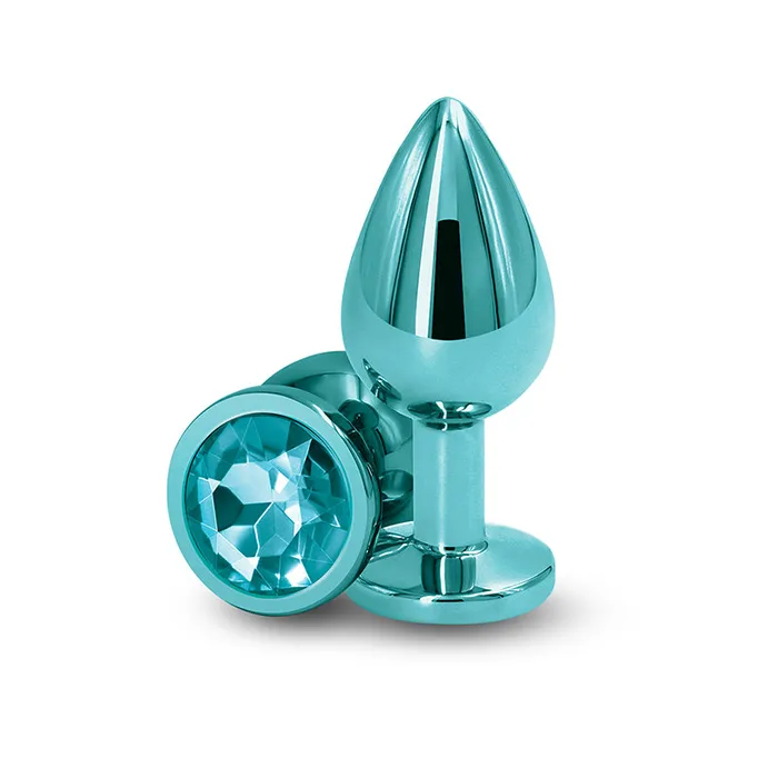 Rear Assets Butt Plug with Crystal Insert Teal Medium ShhhWndsr Anal