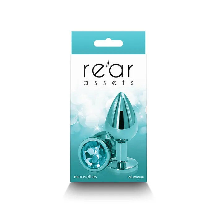 Rear Assets Butt Plug with Crystal Insert Teal Medium ShhhWndsr Anal