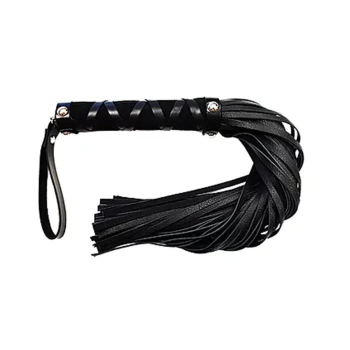 Restraints Short Leather Flogger With Studded Handle Black Fairvillacom