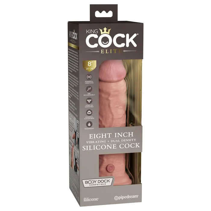 ShhhWndsr Dildos King Cock Elite 8 Vibrating Dual Density Dildo Flesh
